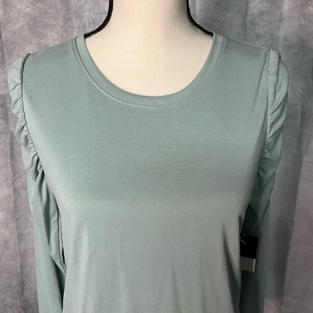 NWT Simply Vera Vera Wang Ruched Sleeve Tee in Ocean Stream. - size Small - Picture 6 of 10